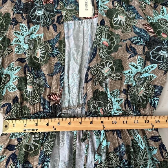 Evereve Maxi Wrap Kimono Size S Mindy Green Floral - Picture 13 of 14